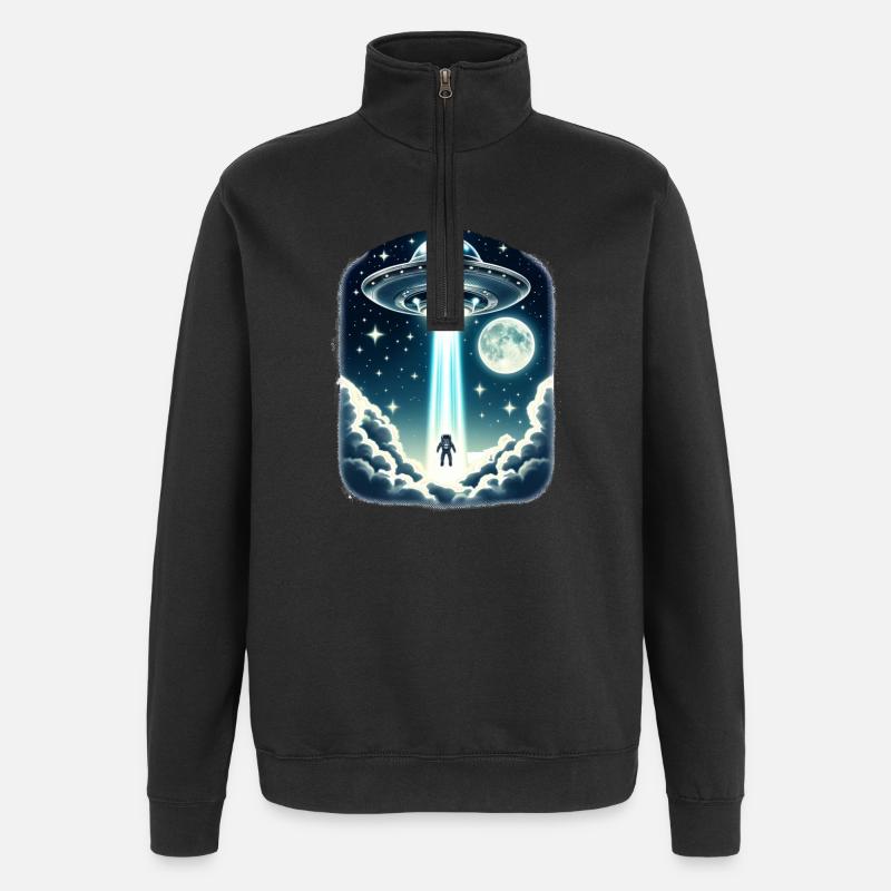 UFO-Entführung - Quarter-Zip-Sweatshirt - Schwarz