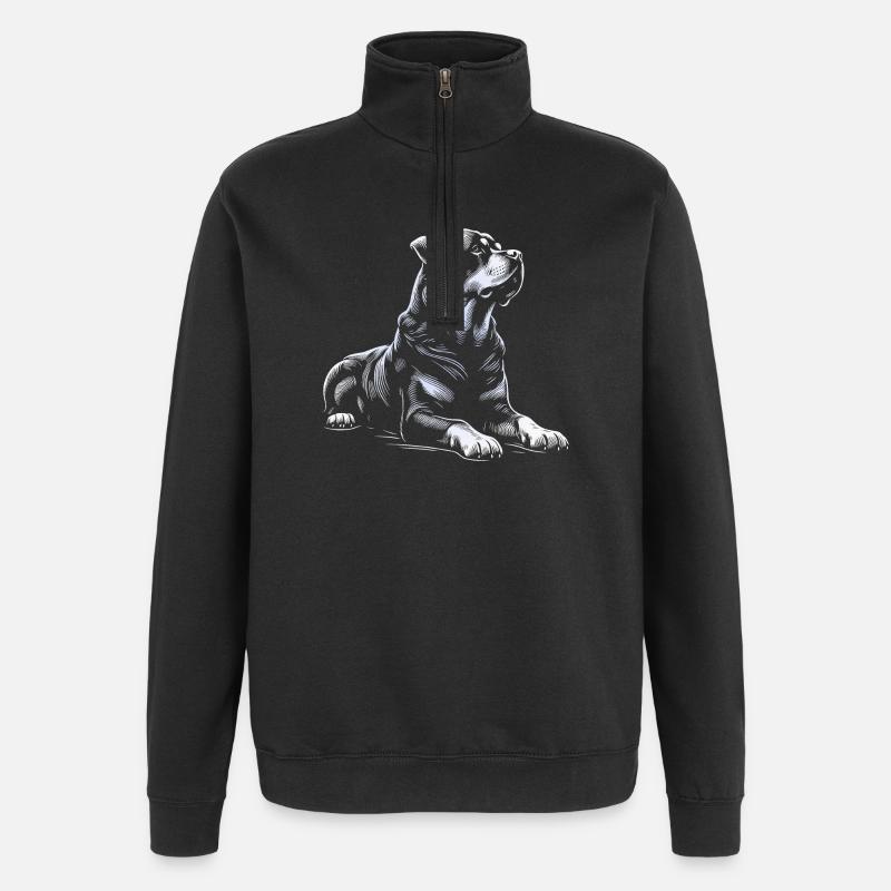 Rottweiler couché - Sweat à zip 1/4 - noir