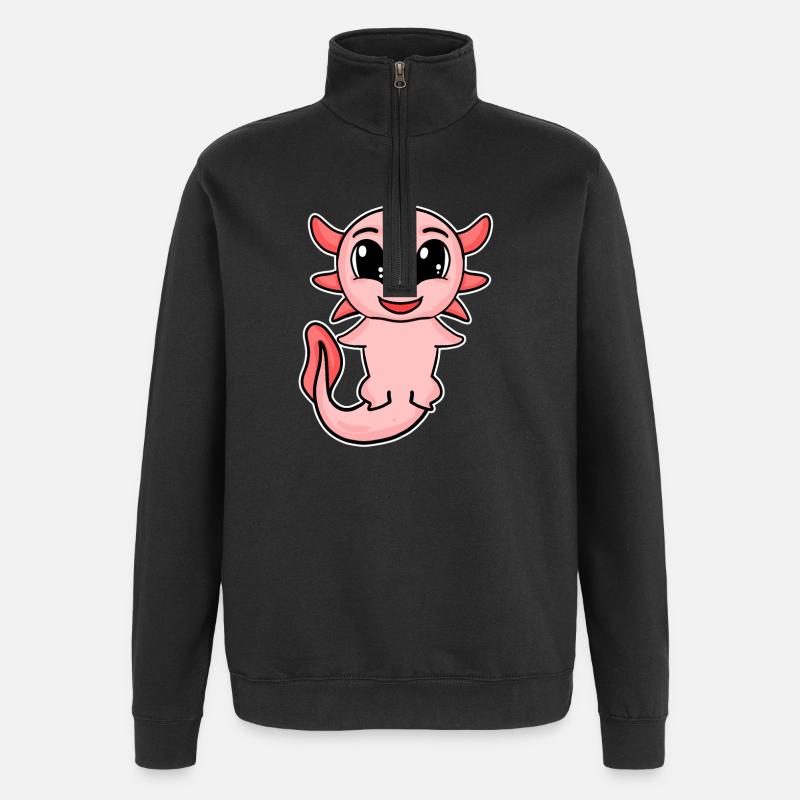Axolotl Motif Enfants Mignon - Sweat à zip 1/4 - noir