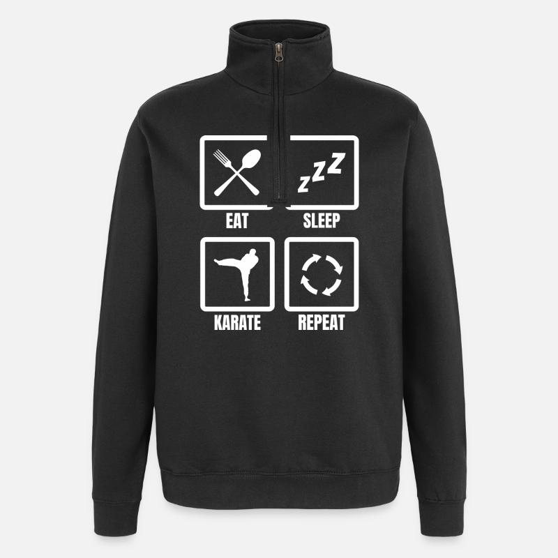 Eat Sleep Karate Repeat - Quarter-Zip Sweatshirt - black