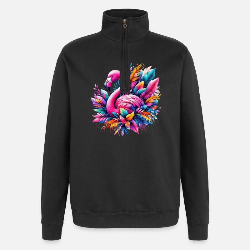 Flamant - Sweat à zip 1/4 - noir
