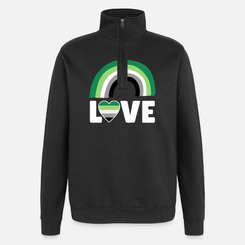Aromantik, Aromatisch, Bogen - Quarter-Zip-Sweatshirt - Schwarz