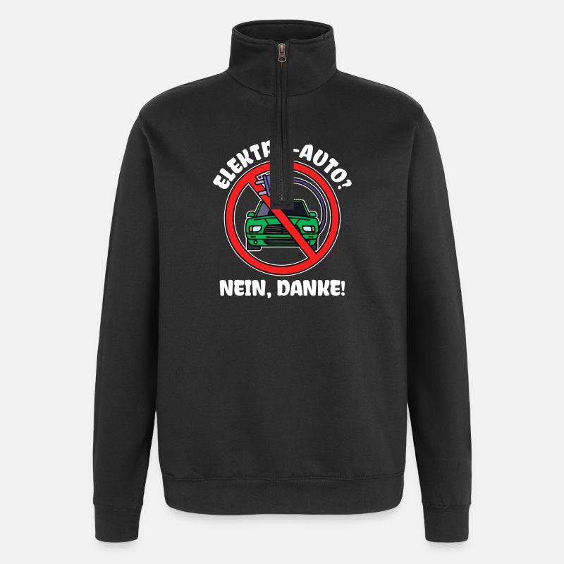 E-auto Elektrische Energie Strom Statement Tanken - Quarter-Zip-Sweatshirt - Schwarz