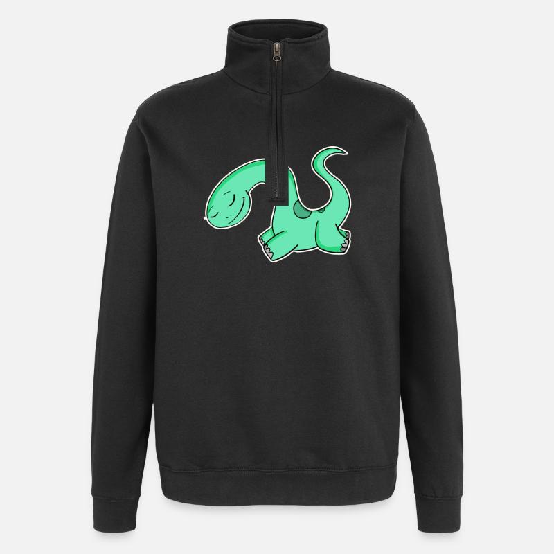 Motif Dino Dinosaure Vert - Sweat à zip 1/4 - noir