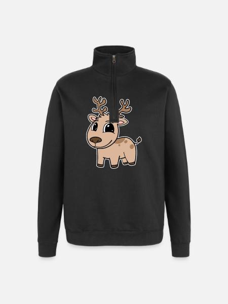 Deer Cute Kids Toddler - Quarter-Zip Sweatshirt - black