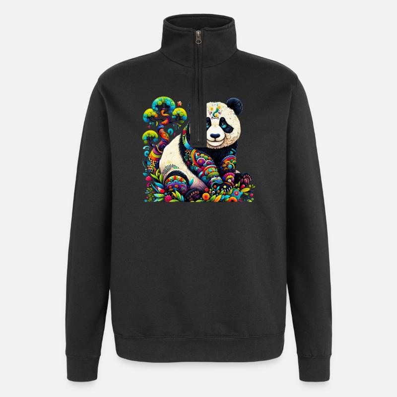 Panda - Quarter-Zip Sweatshirt - black