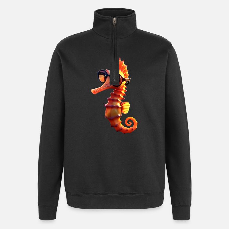Seepferdchen Aquarist Angler Süßes Seepferdchen - Quarter-Zip-Sweatshirt - Schwarz