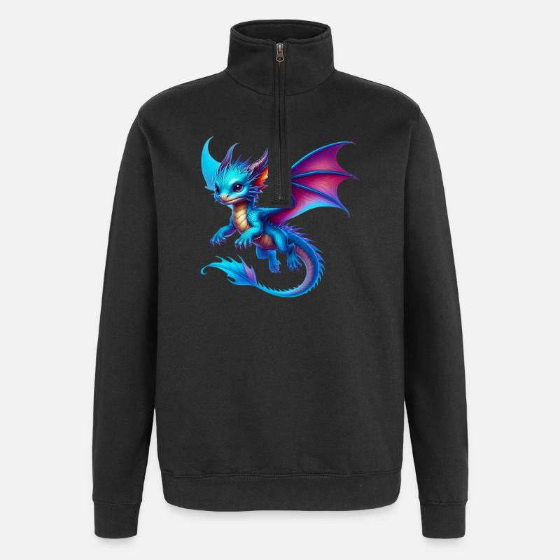 Drache - Quarter-Zip-Sweatshirt - Schwarz