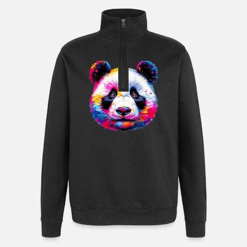 Panda - Quarter-Zip Sweatshirt - black