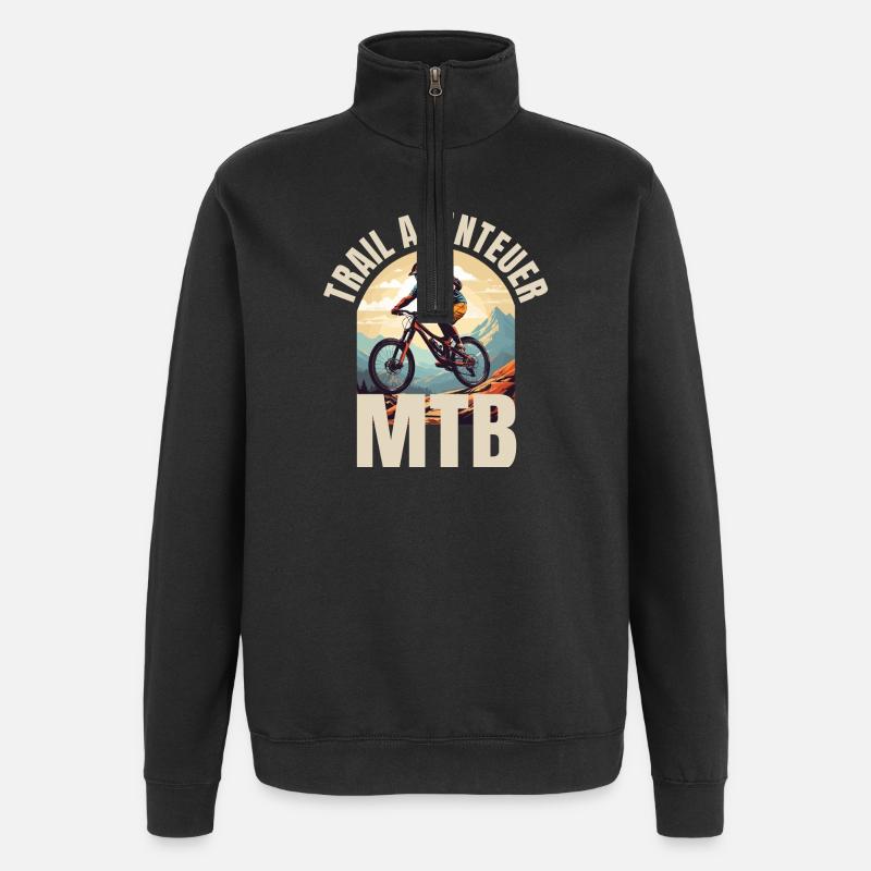 MTB: Trail Abenteuer - Quarter-Zip-Sweatshirt - Schwarz
