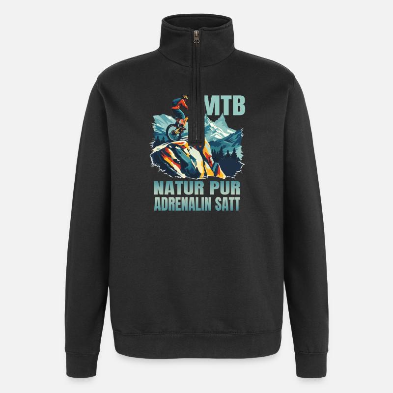 MTB: Natur pur - Adrenalin satt - Quarter-Zip-Sweatshirt - Schwarz