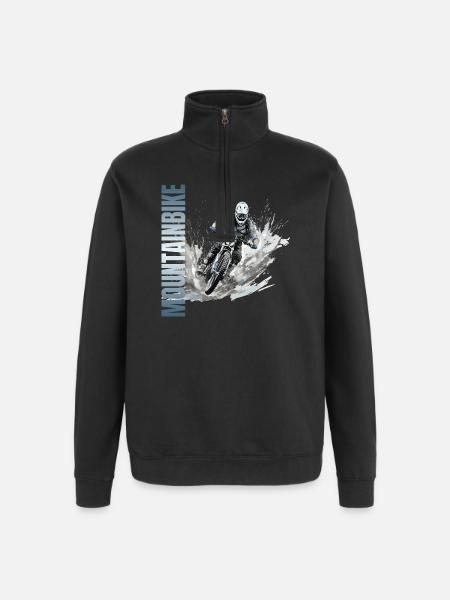 Mountainbike - Quarter-Zip-Sweatshirt - Schwarz