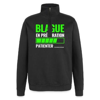 Joke in the making - Quarter-Zip Sweatshirt - black - Front - AI Model Female 172 light (172cm) & AI Model Male 178 dark (178cm)