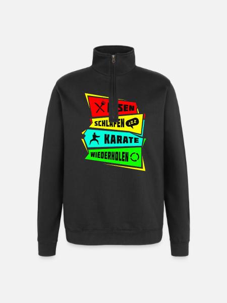 Eat Sleep Repeat Karate - Quarter-Zip Sweatshirt - black