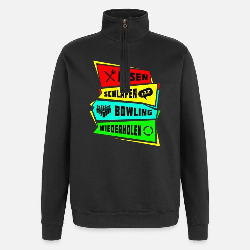 Eat Sleep Repeat bowling - Quarter-Zip Sweatshirt - black