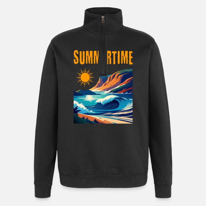 Summertime - schönes Sommerdesign - Quarter-Zip-Sweatshirt - Schwarz