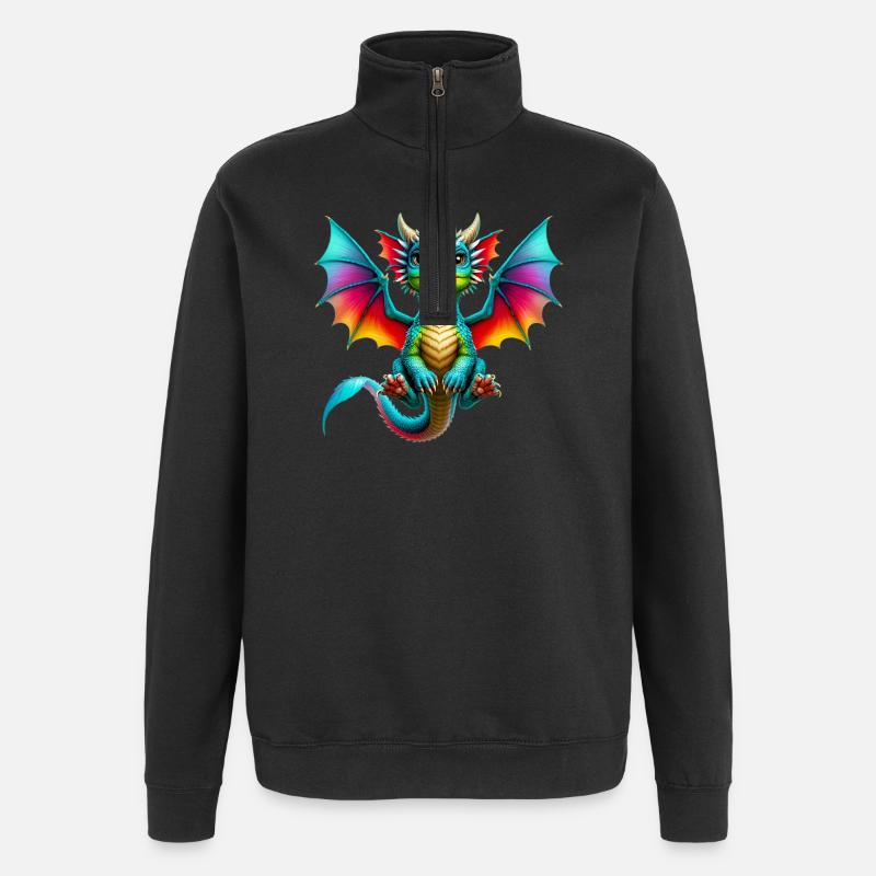 Drache - Quarter-Zip-Sweatshirt - Schwarz