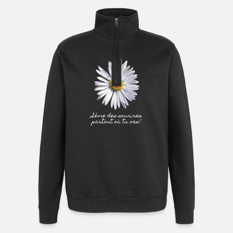 Lächelndes Gänseblümchen - Quarter-Zip-Sweatshirt - Schwarz