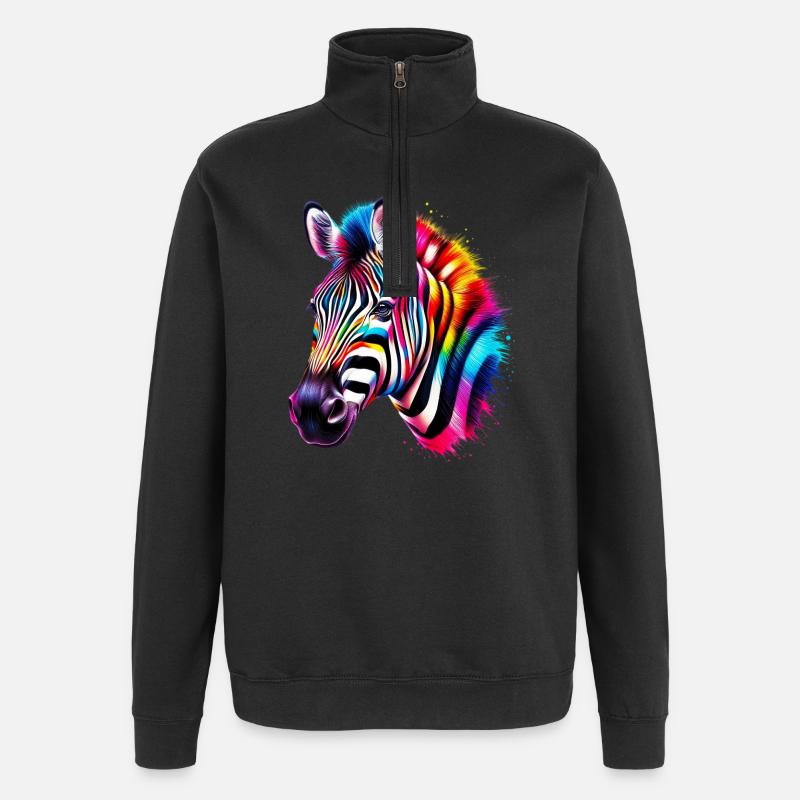 Zebra - Quarter-Zip-Sweatshirt - Schwarz