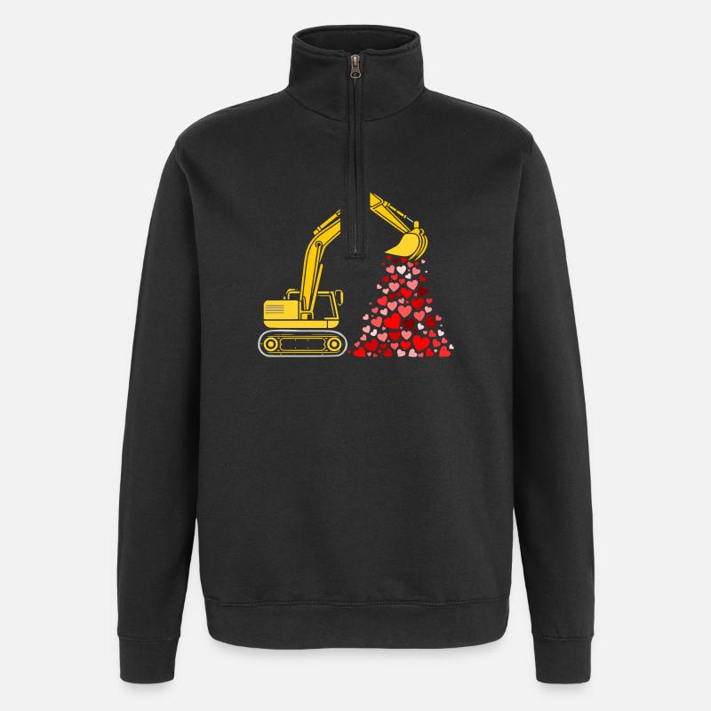 pelleteuse coeurs - Sweat à zip 1/4 - noir