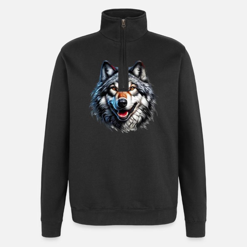 Loup - Sweat à zip 1/4 - noir