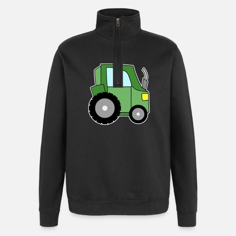 Tracteur vert - Sweat à zip 1/4 - noir