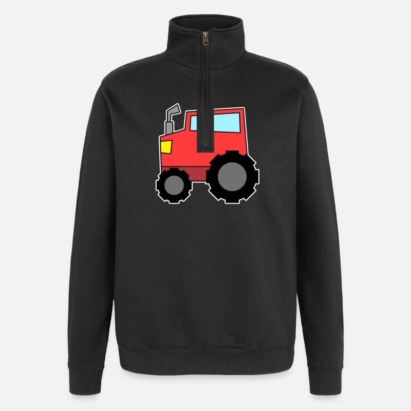 Traktor rot - Quarter-Zip-Sweatshirt - Schwarz