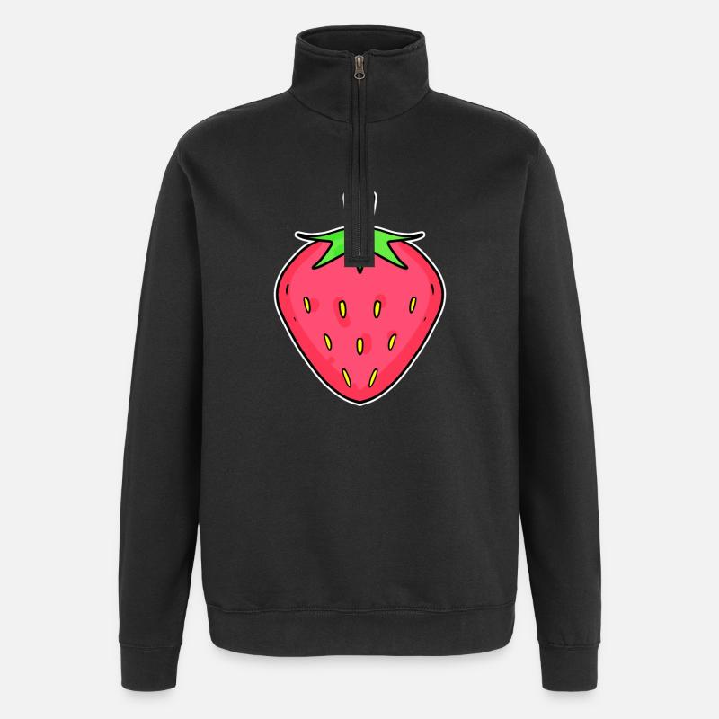 Fraises et fraises - Sweat à zip 1/4 - noir