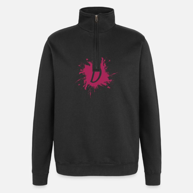 Lettre D - lettre initiale D - Sweat à zip 1/4 - noir