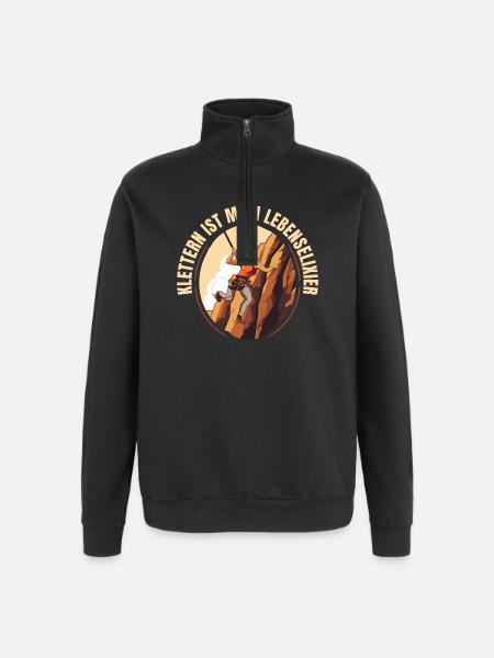 Klettern ist mein Lebenselixier - Quarter-Zip-Sweatshirt - Schwarz