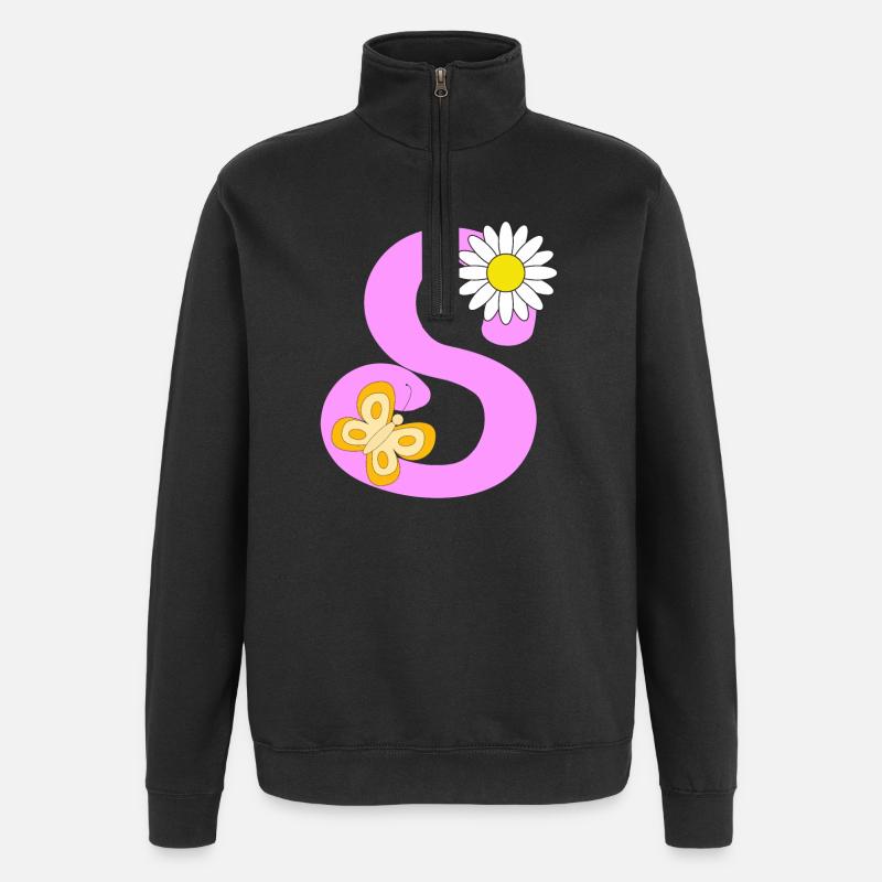 Lettre S - Sweat à zip 1/4 - noir