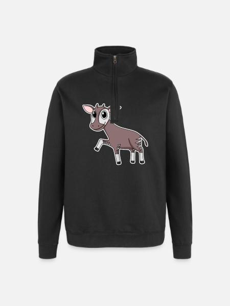 Okapi forest giraffe motif - Quarter-Zip Sweatshirt - black