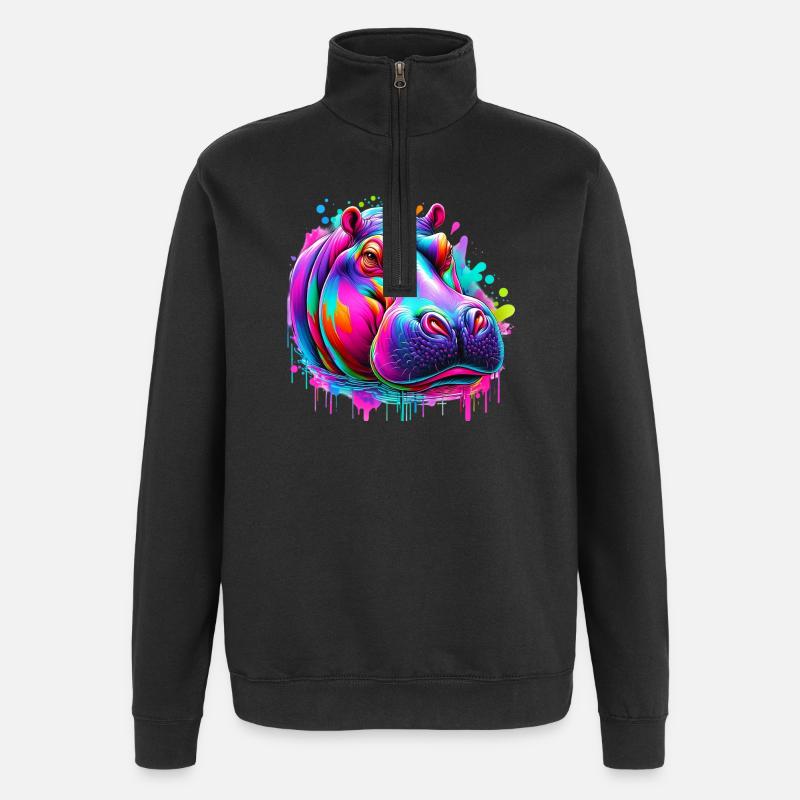 Hippopotame - Sweat à zip 1/4 - noir