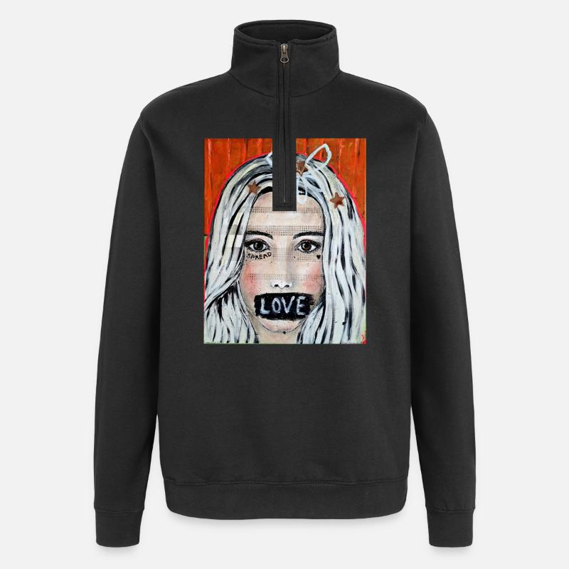 Spread LOVE - Quarter-Zip-Sweatshirt - Schwarz