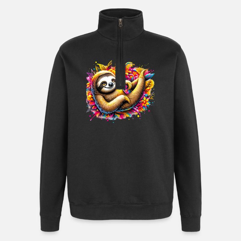 Faultier - Quarter-Zip-Sweatshirt - Schwarz