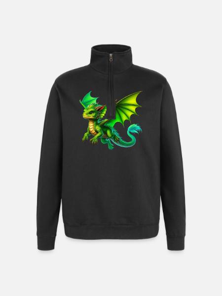 Drache - Quarter-Zip-Sweatshirt - Schwarz