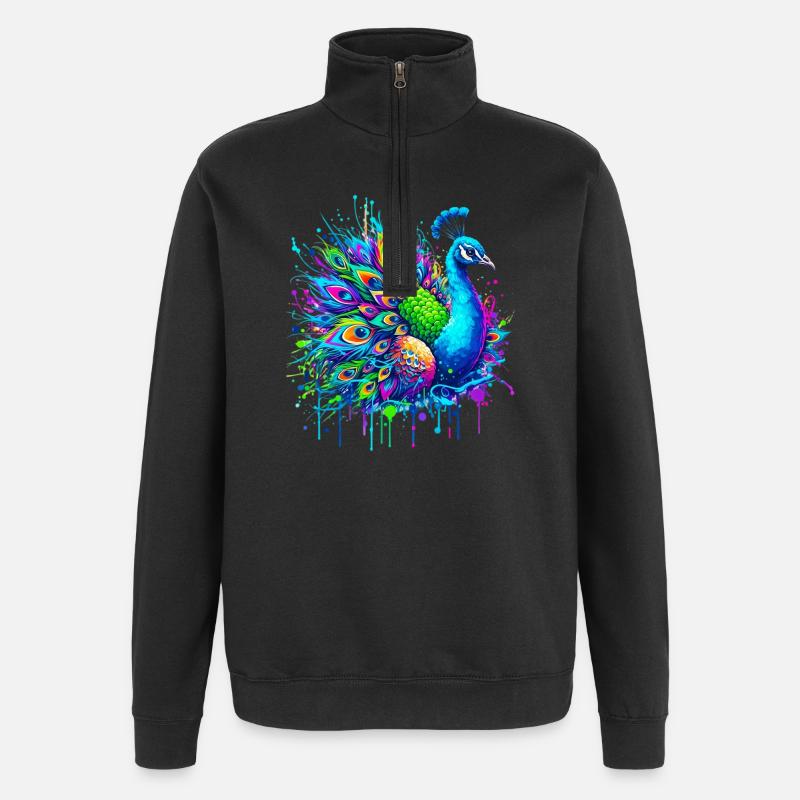 Peacock - Quarter-Zip Sweatshirt - black