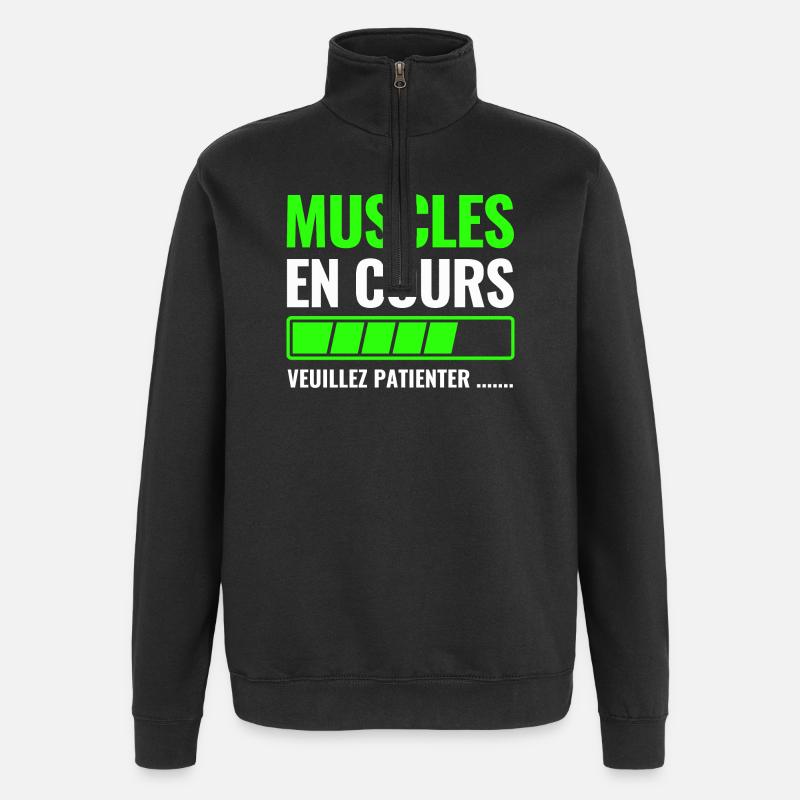 Muscles en cours veuillez patienter - Sweat à zip 1/4 - noir