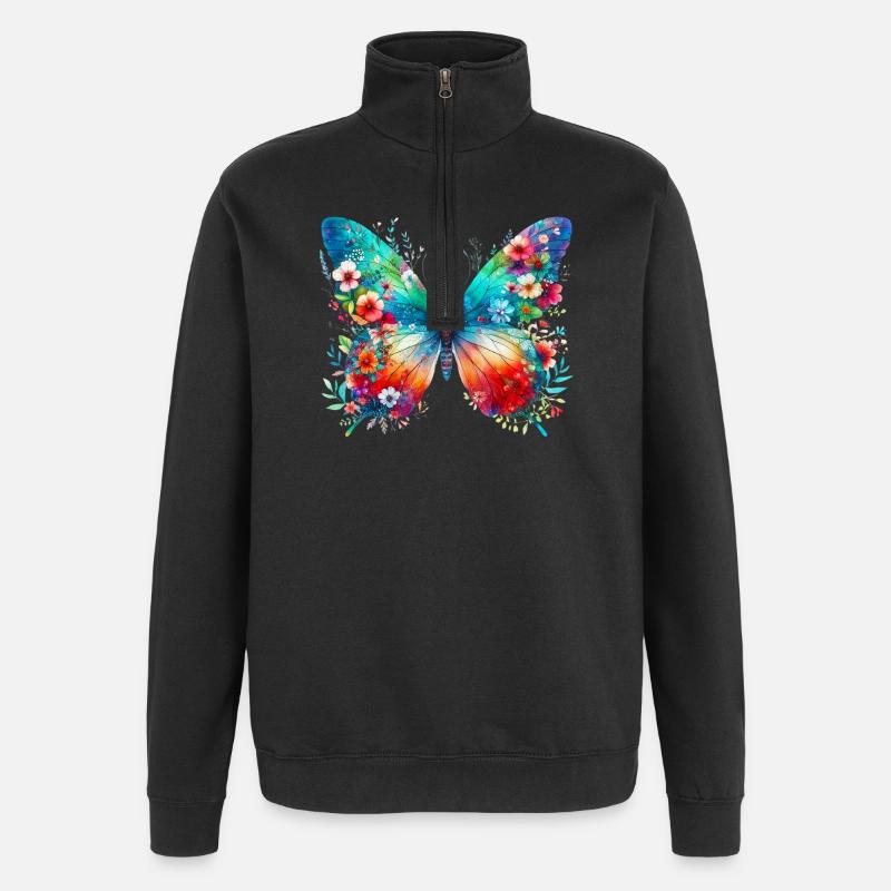 Papillon - Sweat à zip 1/4 - noir