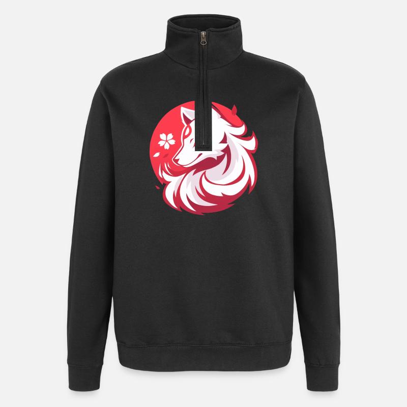 Weißfuchs nach asiatischer Art - Quarter-Zip-Sweatshirt - Schwarz