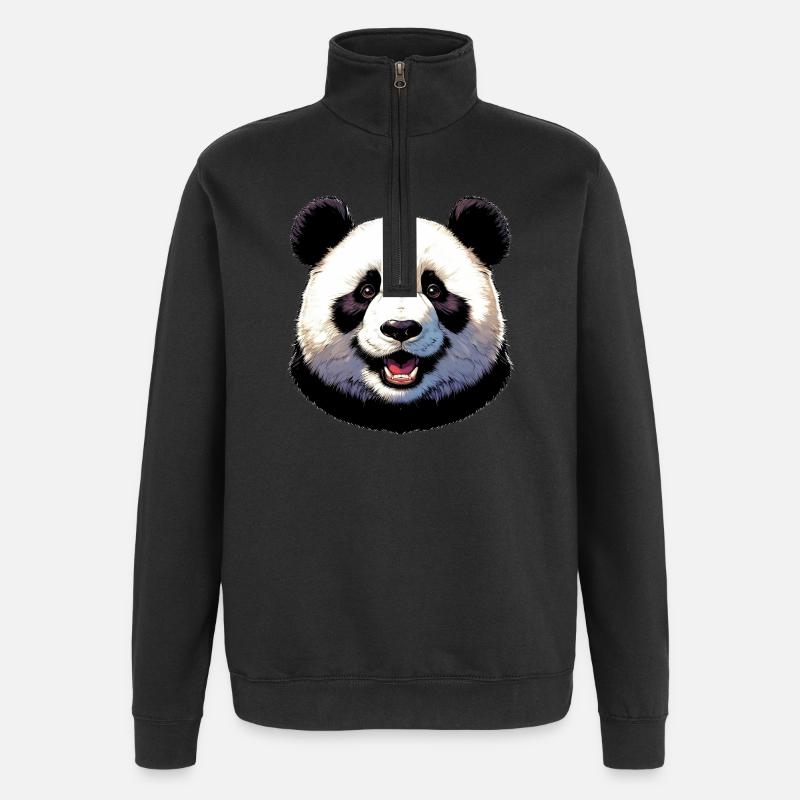 Panda - Quarter-Zip Sweatshirt - black
