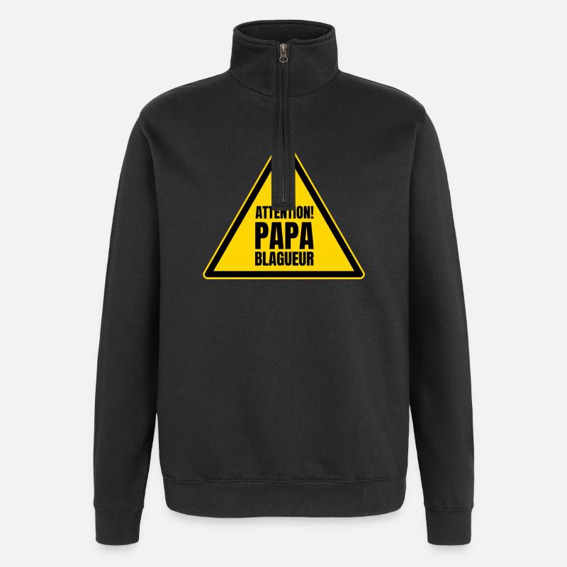 Attention! papa blagueur - Sweat à zip 1/4 - noir