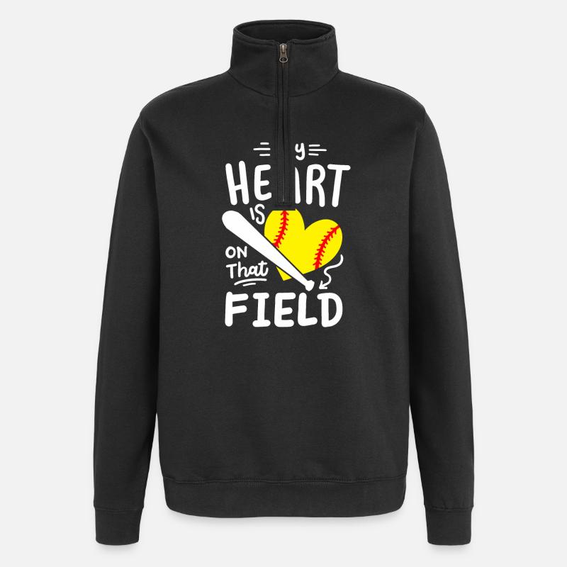 Softball Mama Papa - Quarter-Zip-Sweatshirt - Schwarz