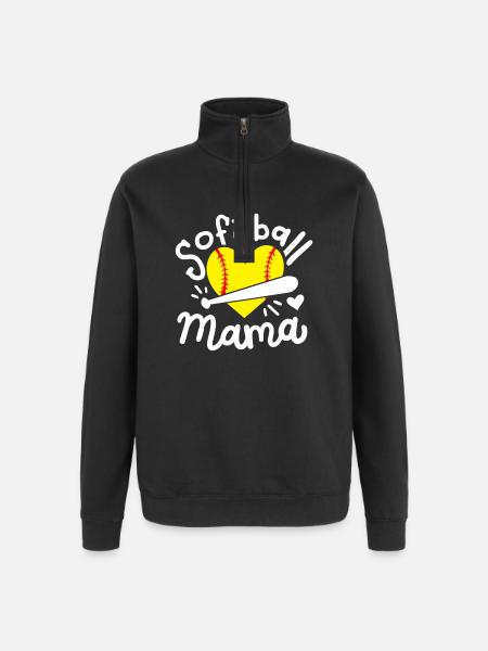 Softball Mama - Quarter-Zip-Sweatshirt - Schwarz
