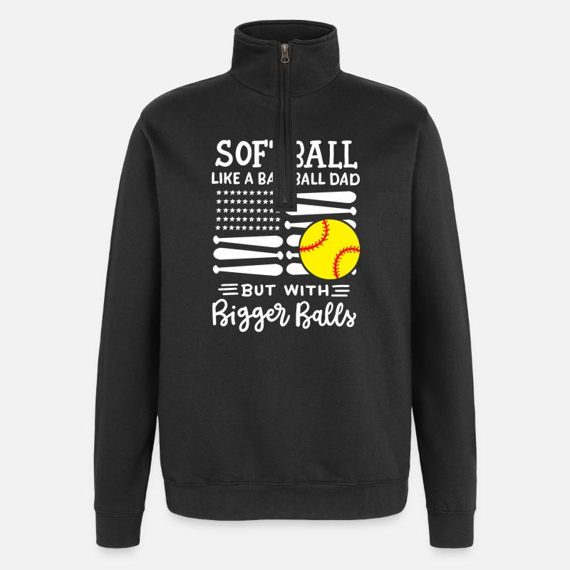 Softball Softball Papa - Quarter-Zip-Sweatshirt - Schwarz