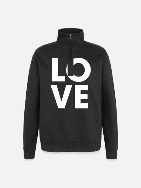 Love Square Typo - Quarter-Zip Sweatshirt - black