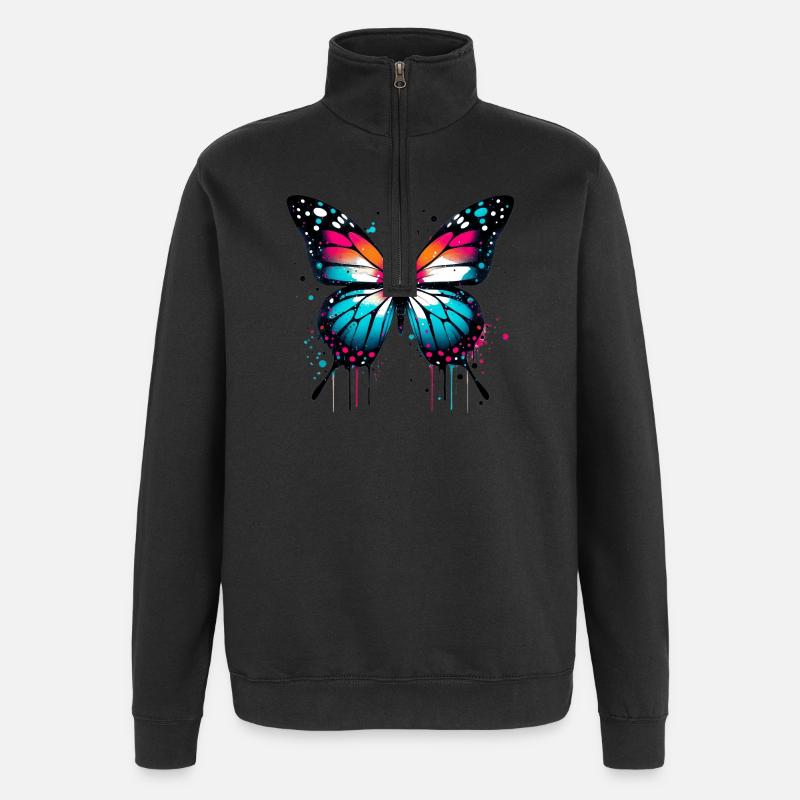 Butterfly - Quarter-Zip Sweatshirt - black