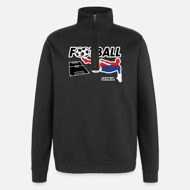 Fußball Fieber Serbien - Quarter-Zip-Sweatshirt - Schwarz