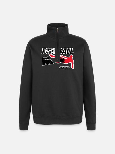 Fußball Fieber Albanien - Quarter-Zip-Sweatshirt - Schwarz