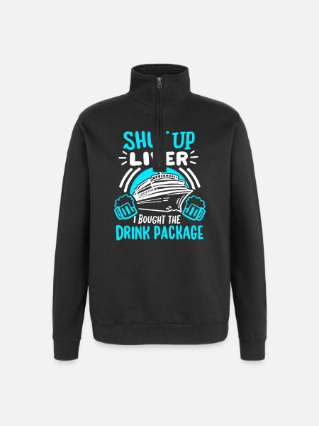 Kreuzfahrt Urlaub Trinken - Quarter-Zip-Sweatshirt - Schwarz